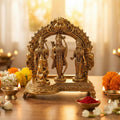 eCraftIndia Golden Brass Ram Darbar Statue for Home Mandir | Ram Parivar Idol | Ram Laxman Sita Hanuman Murti