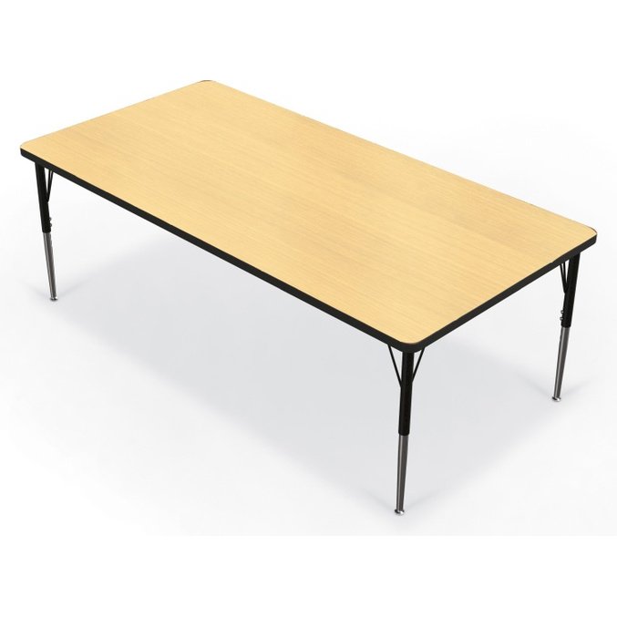 Activity Table - 36 X72  Rectangle - Fusion Maple Top Surface - Black Edgeband