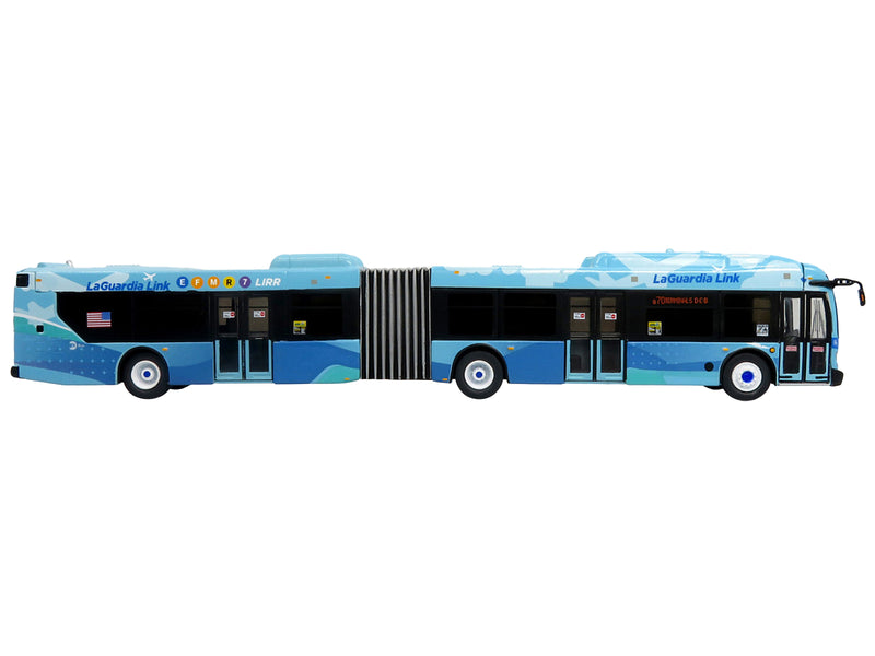 New Flyer Xcelsior XD60 Articulated Bus "MTA New York - LaGuardia Link" Blue with Graphics Limited Edition 1/87 (HO) Diecast Model by Iconic Replicas