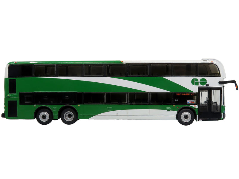 Alexander Dennis Enviro 500 Double Decker Bus "GO Transit" White and Green "North American Bus & Motorcoach Collection" Limited Edition to 504 pieces Worldwide 1/87 (HO) Diecast Model by Iconic Replicas