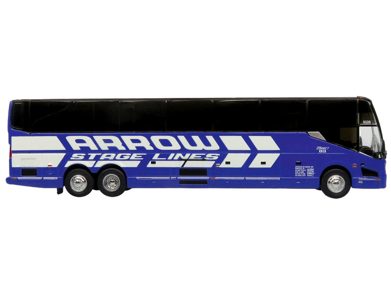 Prevost H3-45 Coach Bus "Arrow Stage Lines" Blue with White Graphics Limited Edition 1/87 (HO) Diecast Model by Iconic Replicas