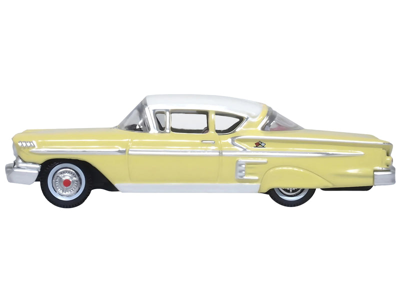 1958 Chevrolet Impala Sport Colonial Cream with Snowcrest White Top 1/87 (HO) Scale Diecast Model Car by Oxford Diecast