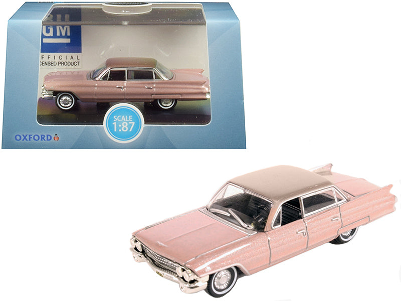 1961 Cadillac Sedan DeVille Metallic Pink 1/87 (HO) Scale Diecast Model Car by Oxford Diecast