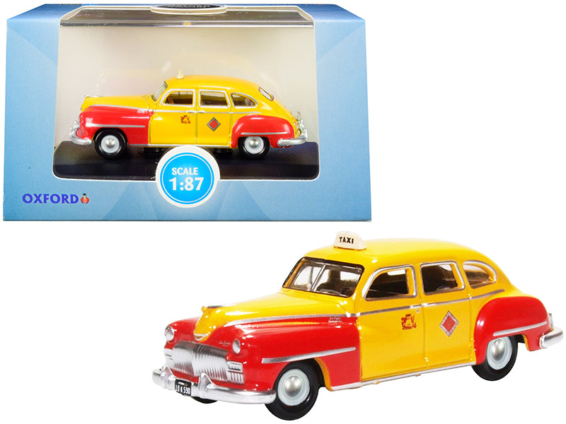 1946-1948 DeSoto Suburban Yellow and Red San Francisco Taxi The Godfather Movie 1/87 (HO) Scale Diecast Model Car by Oxford Diecast