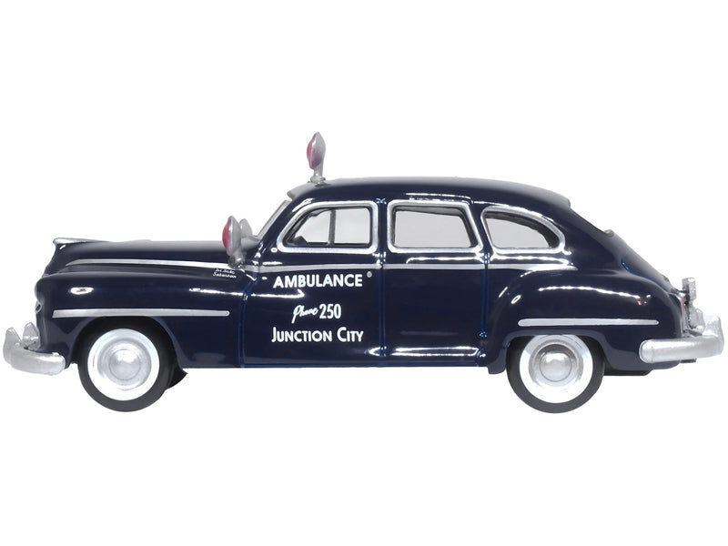 1946 DeSoto Suburban Ambulance Dark Blue Junction City Ambulance 1/87 (HO) Scale Diecast Model Car by Oxford Diecast