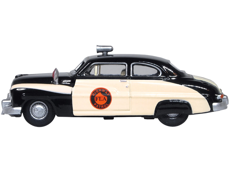 1949 Mercury Monarch Police Black and White Florida Highway Patrol 1/87 (HO) Scale Diecast Model Car by Oxford Diecast