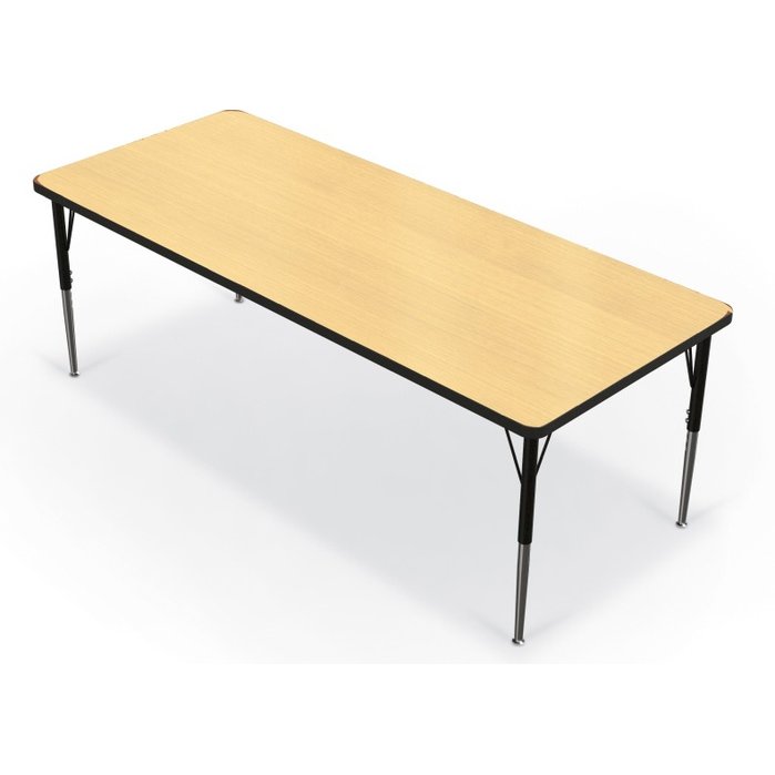 Activity Table - 30 X72  Rectangle - Fusion Maple Top Surface - Black Edgeband