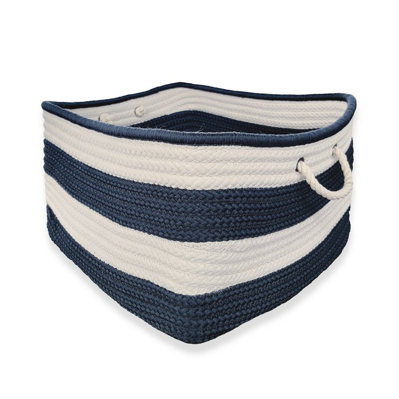 Nautical Stripe Basket -Navy & White 14x14x10