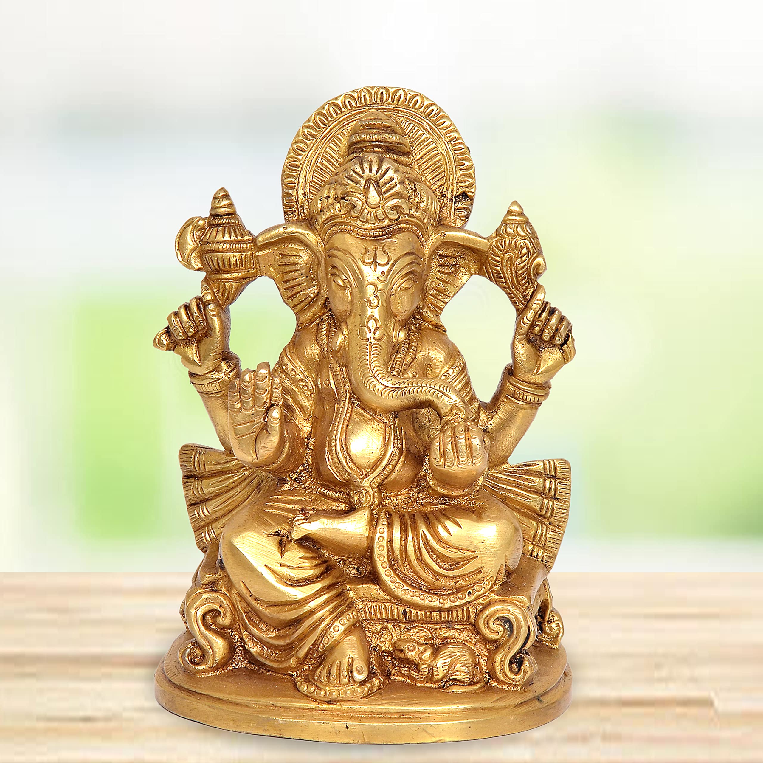 Amazon Brand - Umi Brass Lord Ganesha Ganesh Idol Statue Murti, Height : 5.5 inch