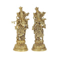 Two Moustaches Radha Krishna 15 Inches Brass Statue Pair, Brass 15 Inches Radha Krishna Statue Pair, Brass Radha Krishna Murti, Radha Krishna Idol Pair, Standard, Pack of 2 Statues