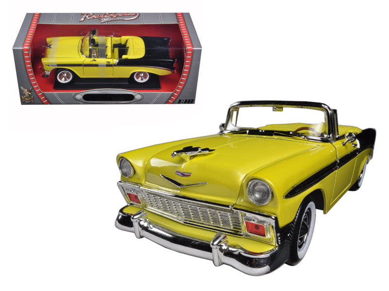 1956 Chevrolet Bel Air Convertible Yellow/Black 1/18 Diecast Car Model by Road Signature