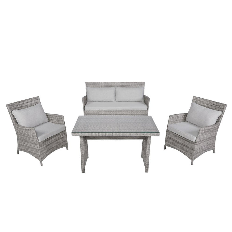 Wicker Sofa Set (4 Piece- 2 Chairs, Love Seat, Table)