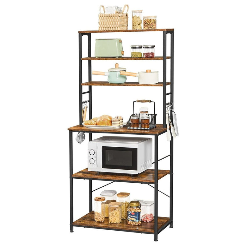 Farmhouse 6 Tier Industrial Utility Kitchen Bakers Rack Microwave Stand