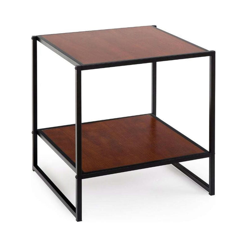 Modern Steel Frame End Table Nightstand in Brown