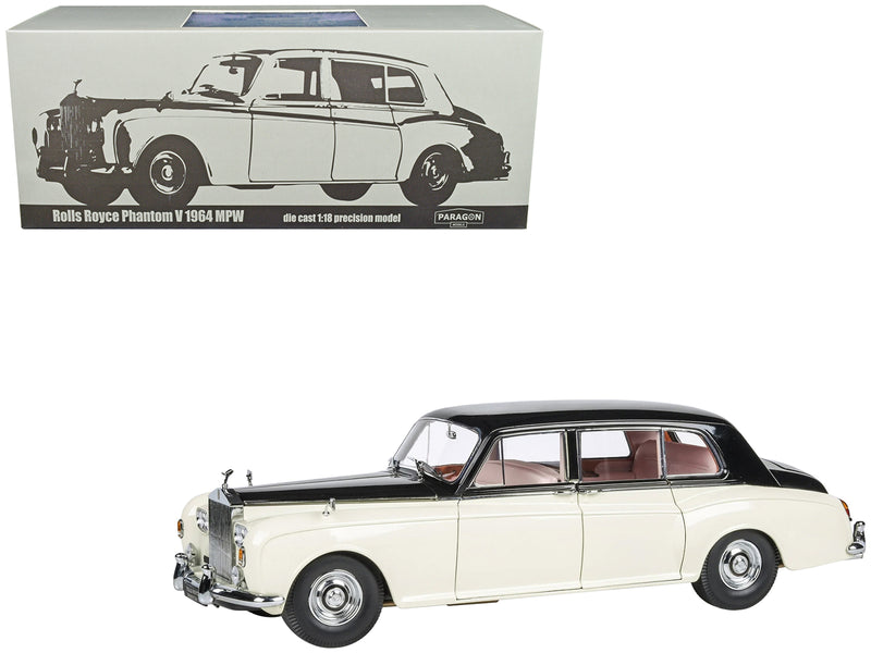 1965 Rolls Royce Phantom V Duotone Ivory White and Mason's Black 1/18 Diecast Model Car by Paragon Models