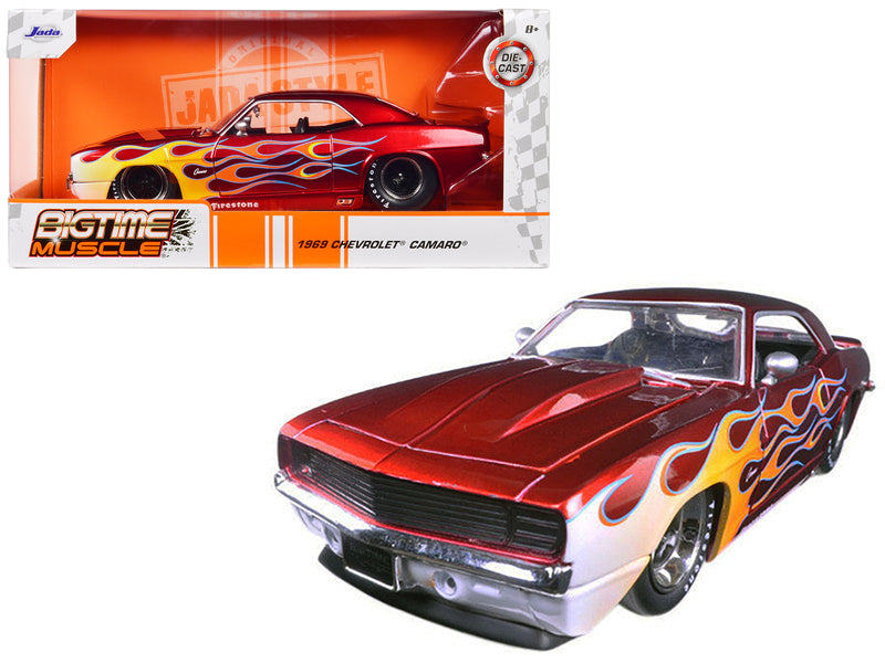 1969 Chevrolet Camaro Red with Flames 1/24 Diecast Model Car by Jada