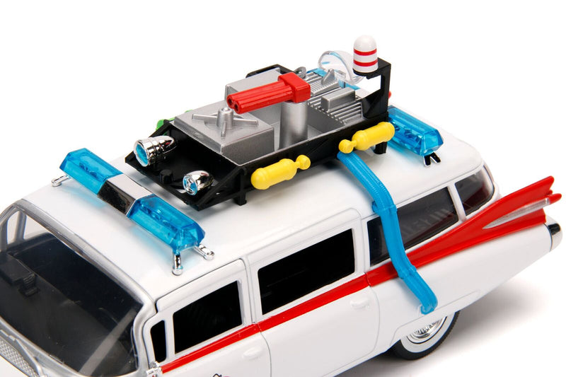 1959 Cadillac Ambulance Ecto-1 White Ghostbusters Movie Hollywood Rides Series 1/24 Diecast Model Car by Jada