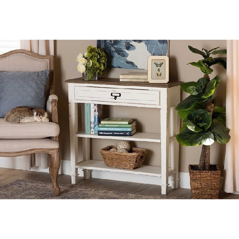 Baxton Studio Dauphine Traditional French Accent Console Table-1 Drawer