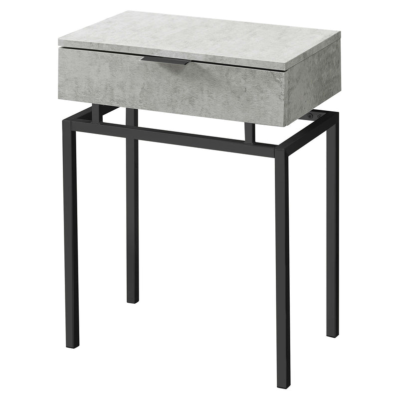 24in Modern End Table 1 Drawer Nightstand Grey with Black Metal Legs