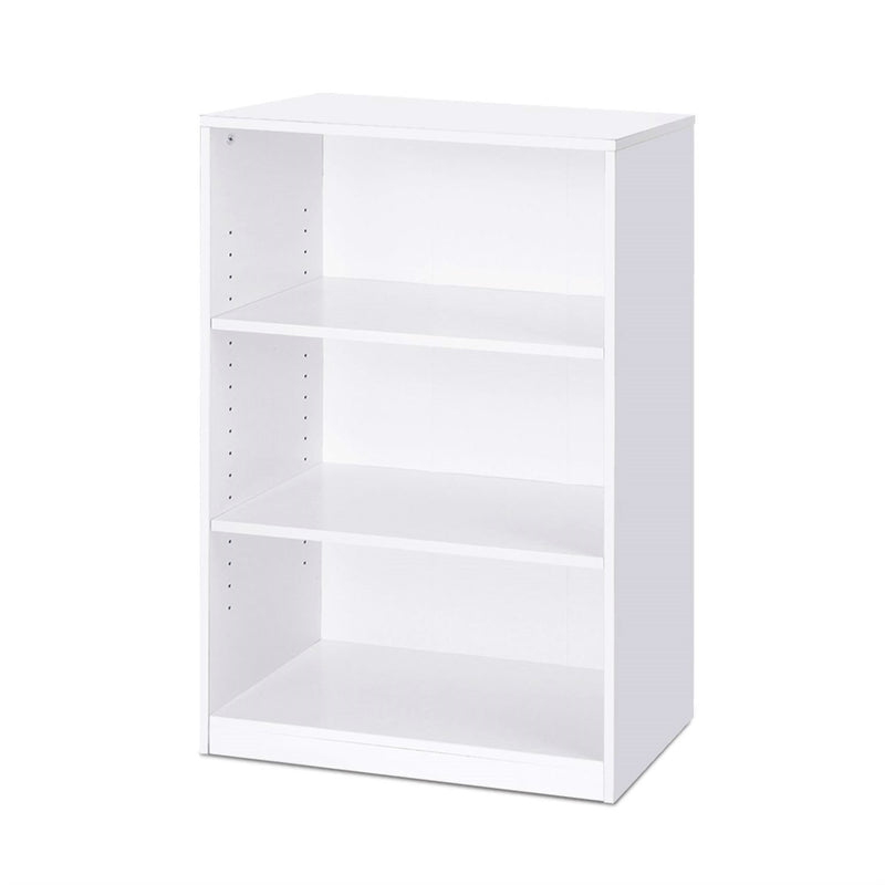 Modern 3-Shelf Bookcase in White Wood Finish