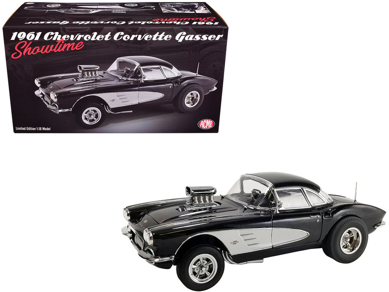 1961 Chevrolet Corvette Gasser Showtime Black Limited Edition to 318 pieces Worldwide 1/18 Die Cast Model Car by ACME