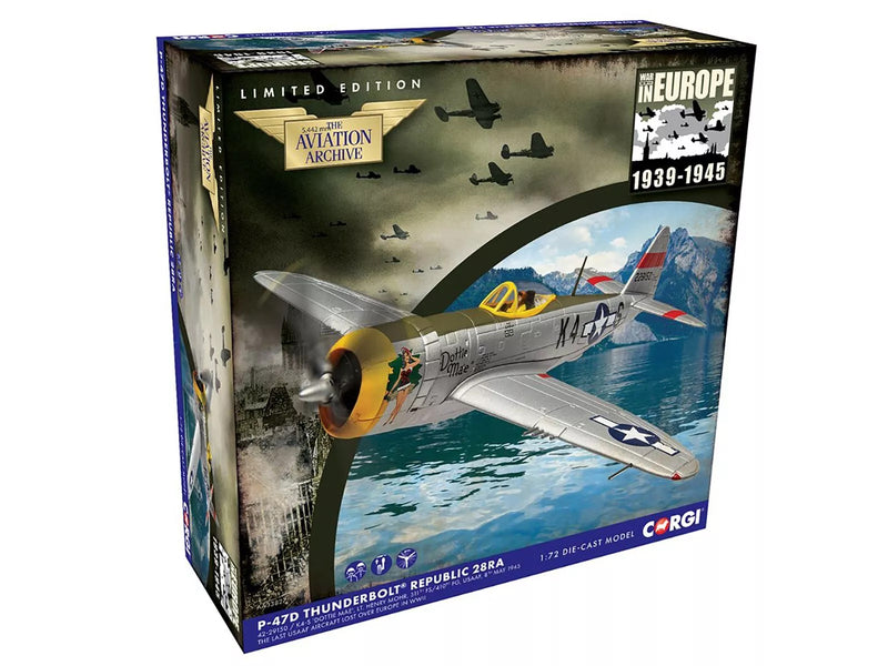 Republic P-47D Thunderbolt 28RA Fighter Aircraft "Dottie Mae 511th Fighter Squadron 405th Fighter Group" (1945) United States Army Air Forces "The Aviation Archive" Series 1/72 Diecast Model by Corgi