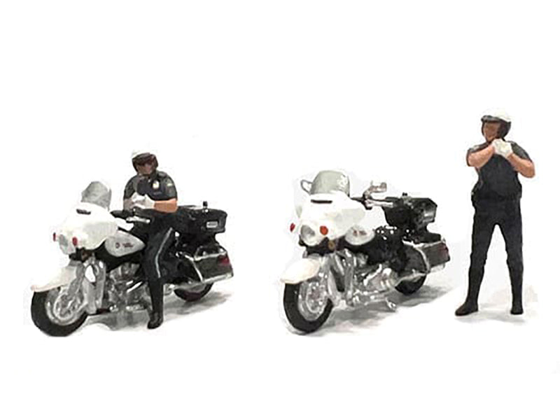 "Speed Cop" 4 piece Diecast Figure Set (2 Figures 2 Motorcycles) Limited Edition for 1/64 Scale Models by American Diorama