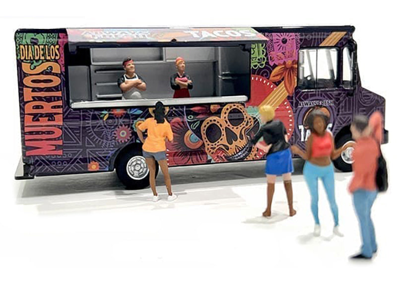 Food Truck "The Taco Truck" Purple with Graphics 1/64 Diecast Model by American Diorama