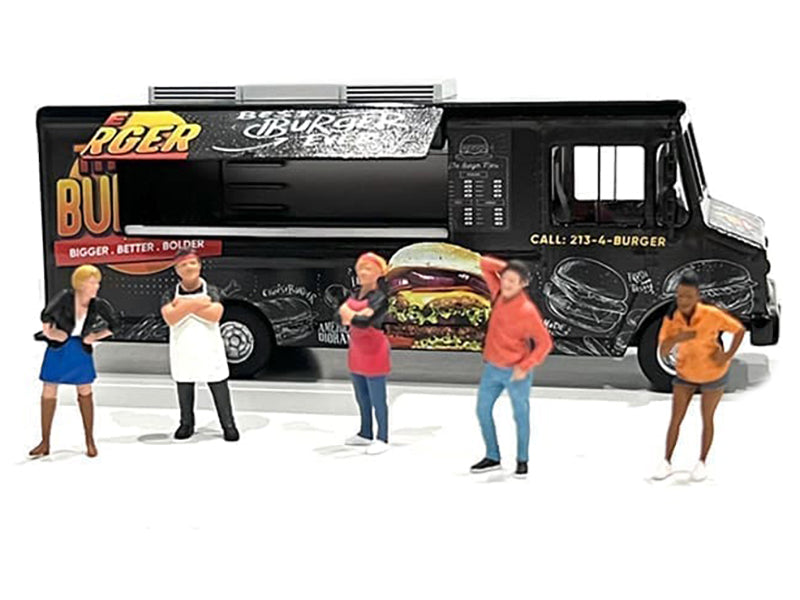 Food Truck "The Burger Truck" Black with Graphics 1/64 Diecast Model by American Diorama