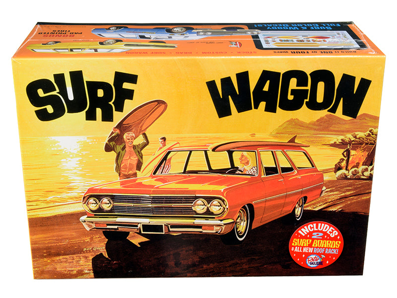 Skill 2 Model Kit 1965 Chevrolet Chevelle Surf Wagon with Two Surf Boards 4 in 1 Kit 1/25 Scale Model by AMT