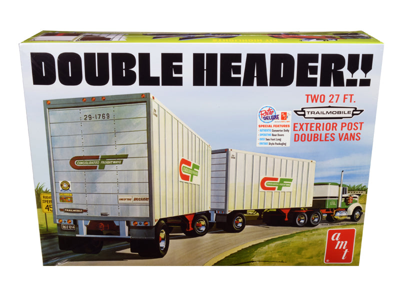 Skill 3 Model Kit Trailmobile Double Header Tandem Van Trailers 1/25 Scale Model by AMT