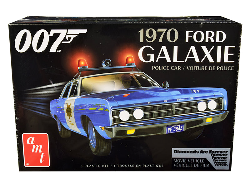 Skill 2 Model Kit 1970 Ford Galaxie Police Car Las Vegas Metropolitan Police Dept Diamonds Are Forever (1971) Movie (7th in the James Bond 007 Series) 1/25 Scale Model by AMT