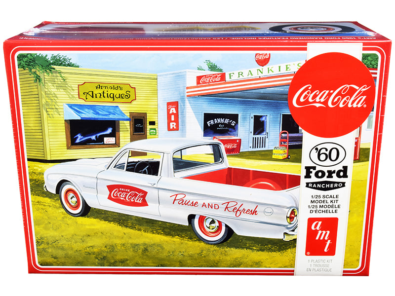 Skill 3 Model Kit 1960 Ford Ranchero with Vintage Ice Chest and Two Bottle Crates Coca-Cola 1/25 Scale Model by AMT