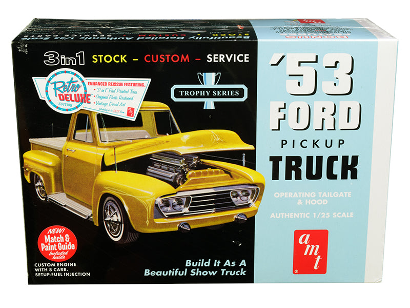 Skill 2 Model Kit 1953 Ford Pickup Truck Trophy Series 3 in 1 Kit 1/25 Scale Model by AMT