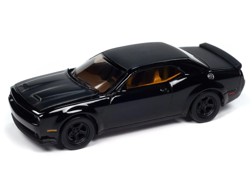 2021 Dodge Challenger SRT Super Stock Pitch Black "Modern Muscle" Series 1/64 Diecast Model Car by Auto World