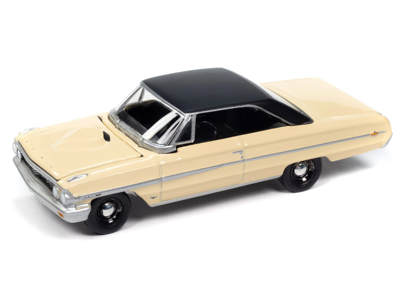 1964 Ford Galaxie 500 XL Sunshine Yellow with Black Top "Vintage Muscle" Series 1/64 Diecast Model Car by Auto World