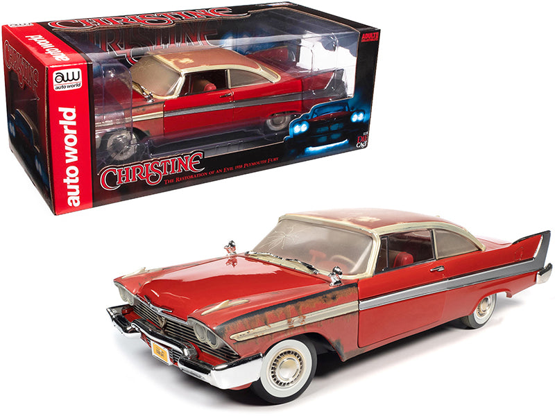 1958 Plymouth Fury Partially Restored Version Christine (1983) Movie 1/18 Diecast Model Car by Auto World