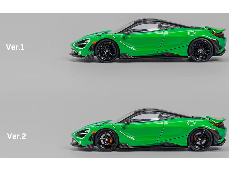 McLaren 765LT Green with Black Top and Extra Wheels 1/64 Diecast Model Car by CM Models