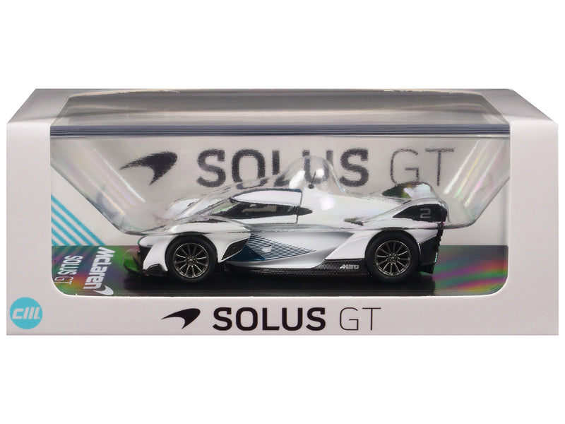 McLaren Solus GT White with Blue Stripes 1/64 Diecast Model Car by CM Models