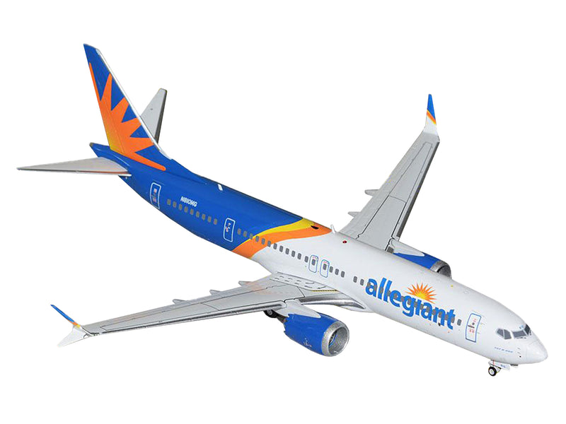 Boeing 737 MAX 8 Commercial Aircraft "Allegiant Air" (N810MG) White and Blue with Graphics "Gemini 200" Series 1/200 Diecast Model Airplane by GeminiJets