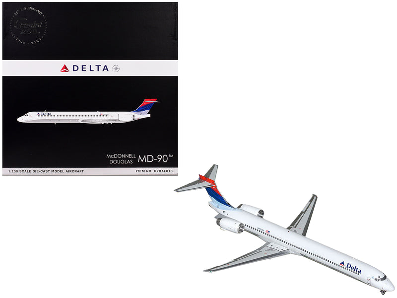 McDonnell Douglas MD-90 Commercial Aircraft "Delta Air Lines" (N910DN) White with Blue and Red Tail "Gemini 200" Series 1/200 Diecast Model Airplane by GeminiJets