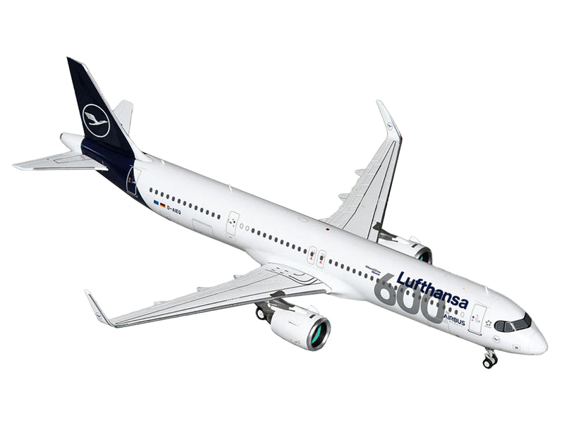 Airbus A321neo Commercial Aircraft "Lufthansa - 600th Airbus Aircraft" (D-AIEQ) White with Dark Blue Tail "Gemini 200" Series 1/200 Diecast Model Airplane by GeminiJets