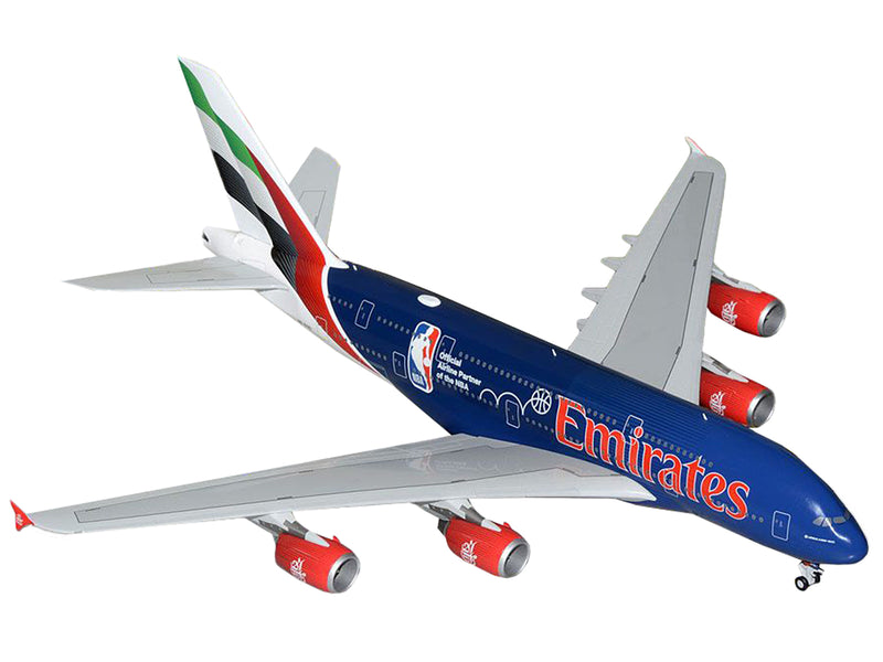 Airbus A380-800 Commercial Aircraft "Emirates Airlines - Official NBA Partner" (A6-EOD) Blue with Tail Graphics "Gemini 200" Series 1/200 Diecast Model Airplane by GeminiJets