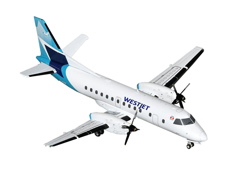 Saab 340B Commercial Aircraft "WestJet" (C-GOIA) White with Blue Stripes and Tail "Gemini 200" Series 1/200 Diecast Model Airplane by GeminiJets