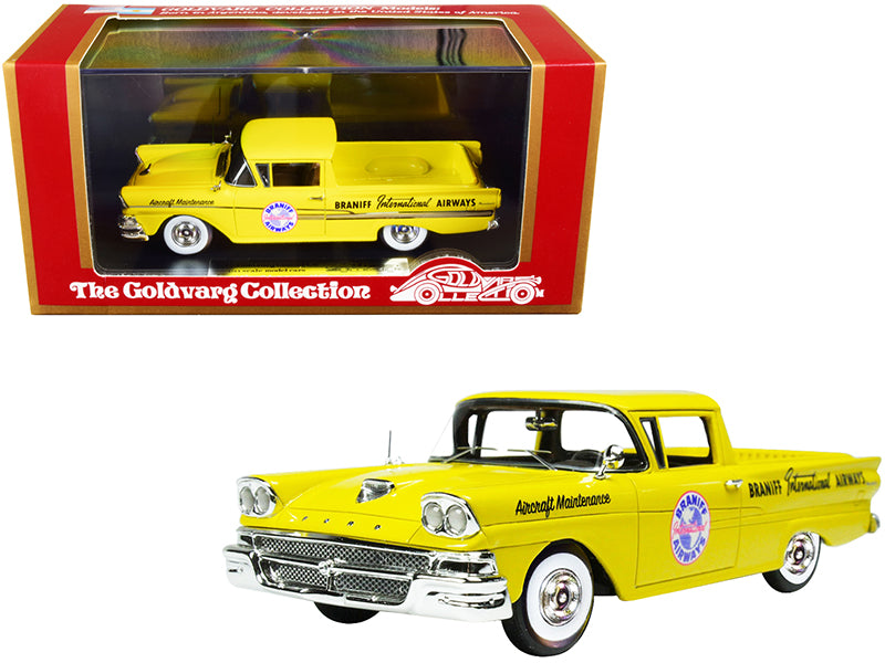 1958 Ford Ranchero Aircraft Maintenance Car Yellow Braniff International Airways Limited Edition to 125 pieces Worldwide 1/43 Model Car by Goldvarg Collection