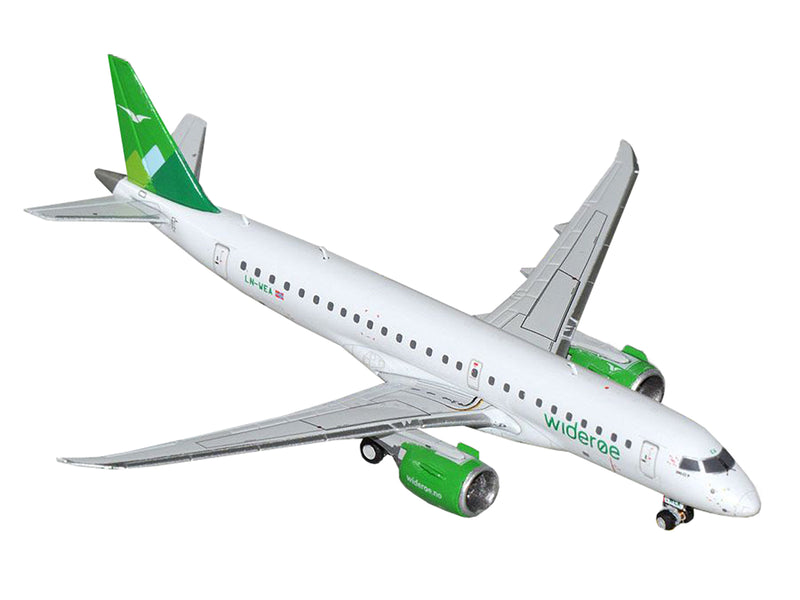 Embraer E190-E2 Commercial Aircraft "Wideroe" (LN-WEA) White with Green Tail 1/400 Diecast Model Airplane by GeminiJets