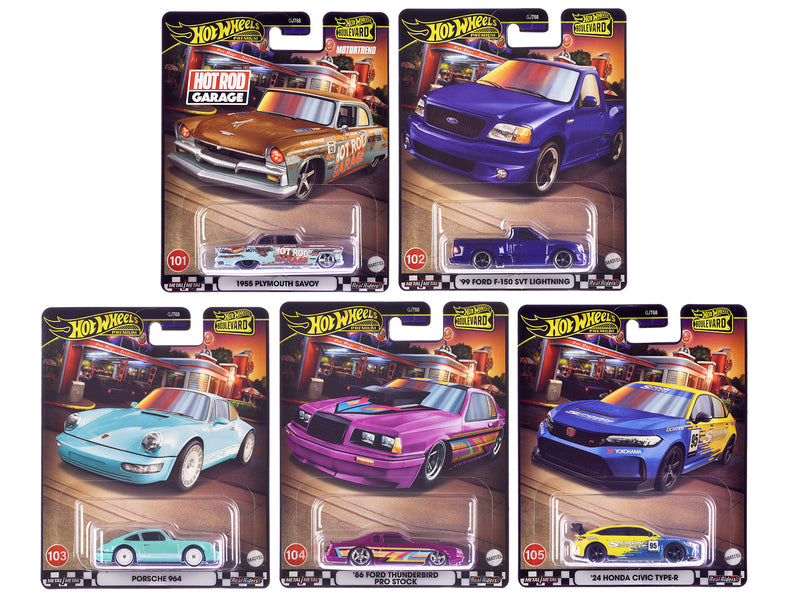 "Boulevard 101-105" 5 piece Set "Premium" 2024 Series Diecast Model Cars by Hot Wheels