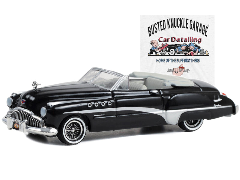 1949 Buick Roadmaster Rivera Convertible Black Busted Knuckle Garage Car Detailing Busted Knuckle Garage Series 2 1/64 Diecast Model Car by Greenlight