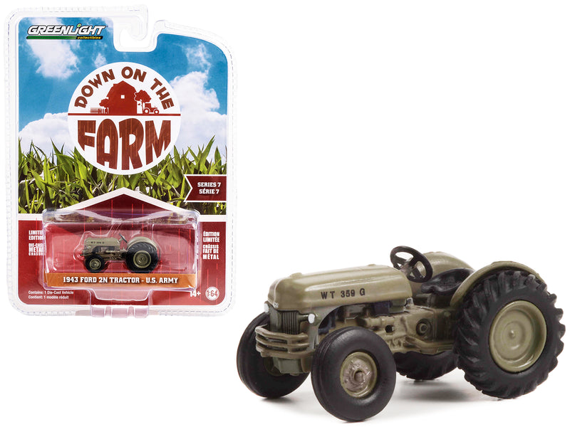 1943 Ford 2N Tractor Brown U.S. Army Down on the Farm Series 7 1/64 Diecast Model by Greenlight