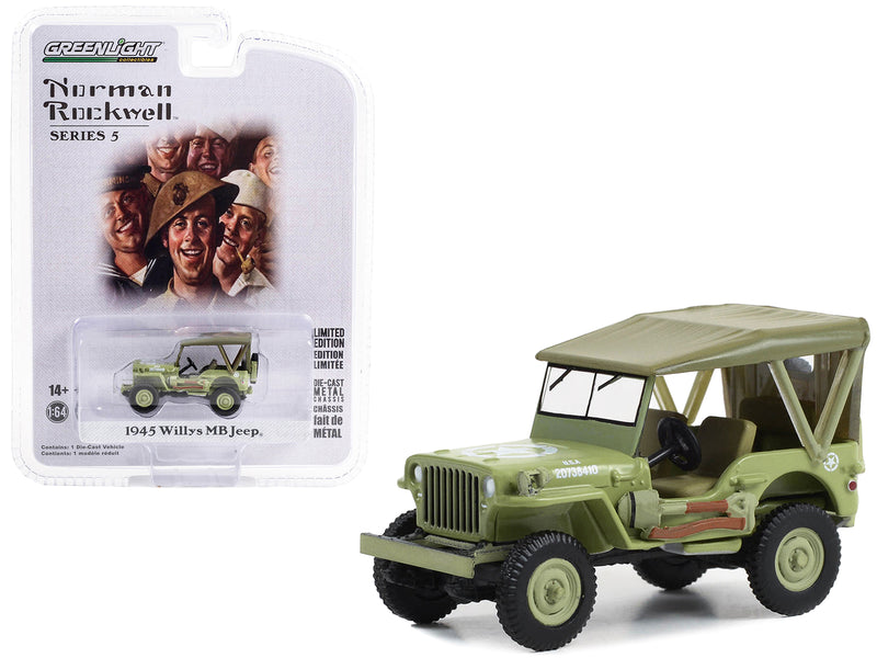 1945 Willys MB Jeep Light Green U.S. Army Norman Rockwell Series 5 1/64 Diecast Model Car by Greenlight